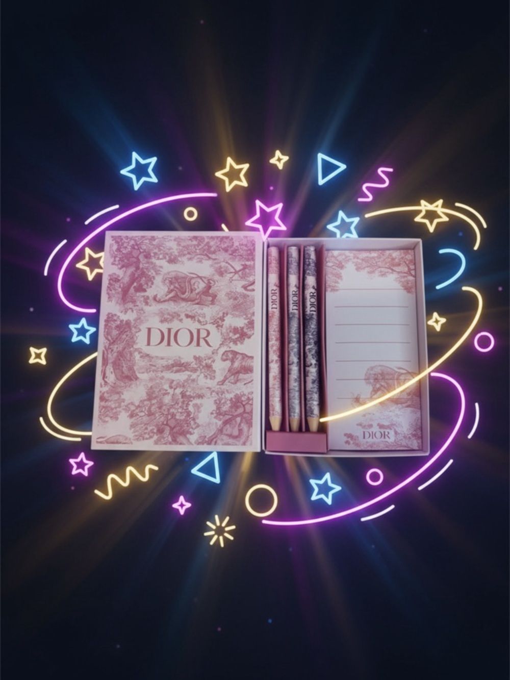 Dior Pink Toile Notepad & Pencil Gift Set